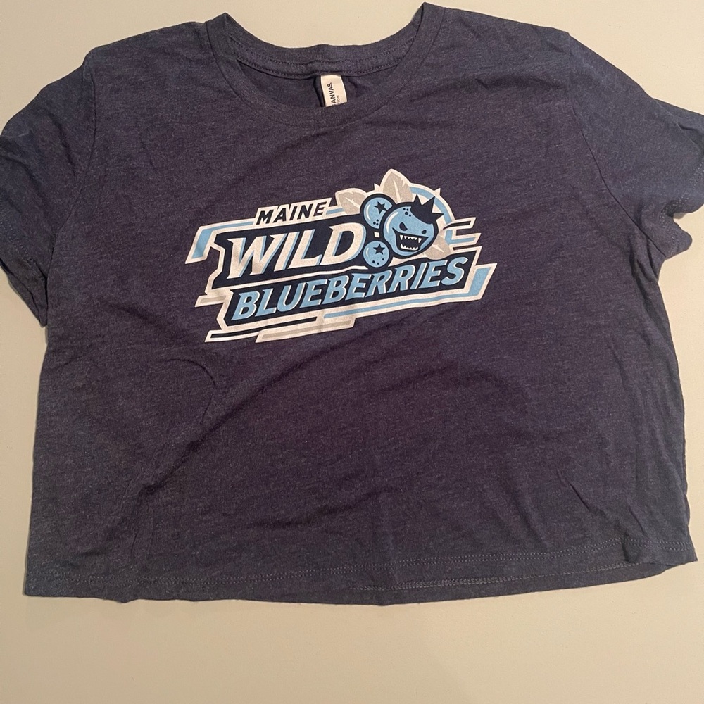 Maine Wild Blueberries Womens Crop T-Shirt - Blue